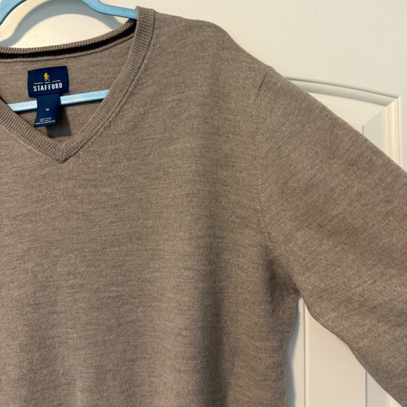 Stafford Men’s 100% Wool Beige‎ Pullover Size XL - Picture 2 of 6